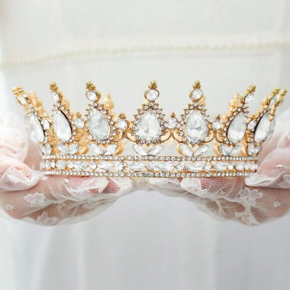 Wedding Crown Tiara Alloy Silver Gold Rhinestone Bridal Headpiece for Women